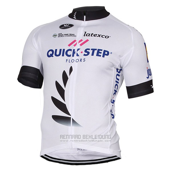 2017 Fahrradbekleidung Quick Step Floors Wei Trikot Kurzarm und Tragerhose